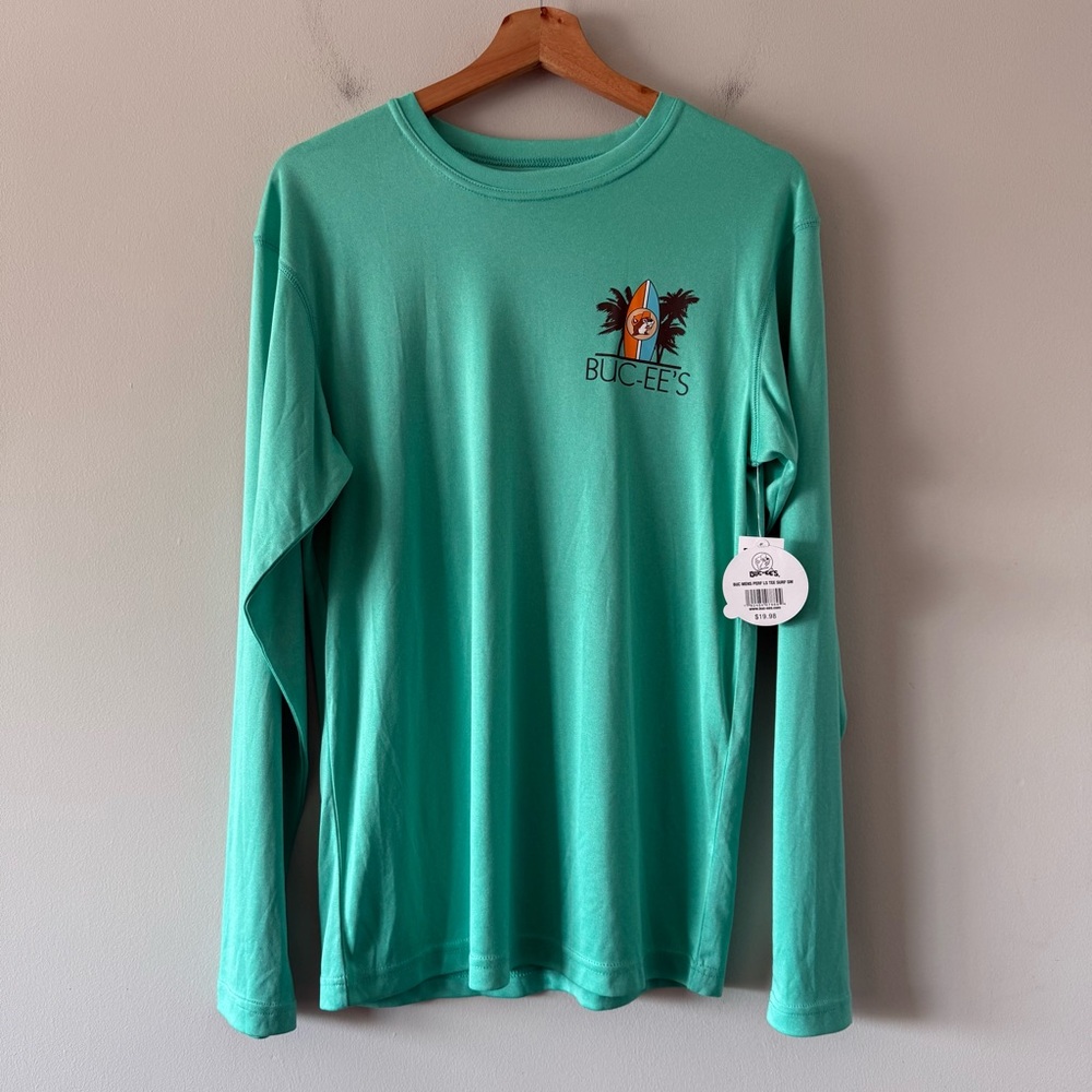Buc-ees Performance Shirt Mens S UPF Beach Sailing Outdoor Long Sleeve Green‎